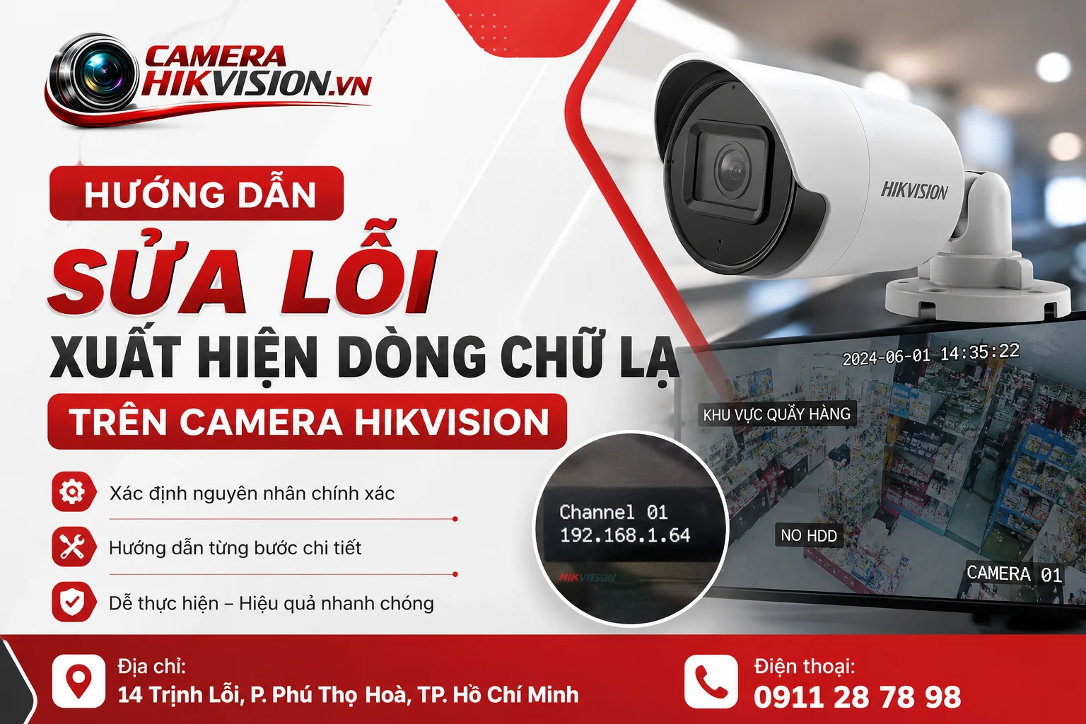 Hướng dẫn sửa lỗi xuất hiện dòng chữ lạ trên camera Hikvision