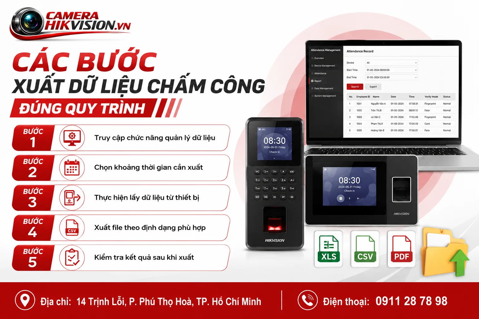 Các bước xuất dữ liệu chấm công đúng quy trình
