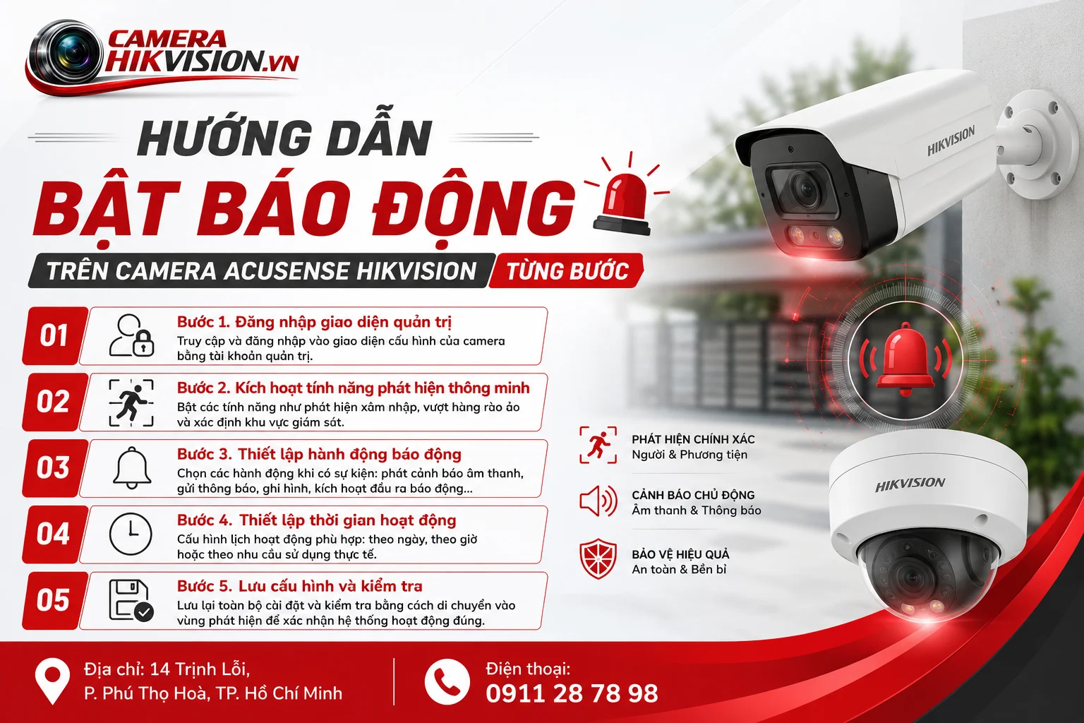Hướng dẫn bật báo động trên camera ACUSENSE Hikvision từng bước