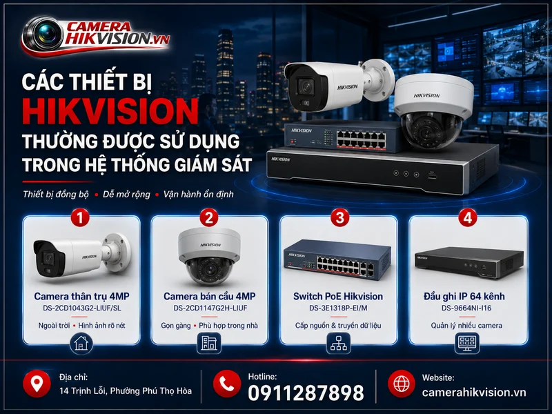 Các thiết bị Hikvision thường được sử dụng trong hệ thống giám sát