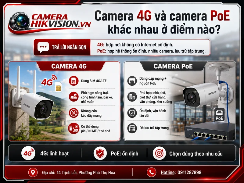 Camera 4G và camera PoE khác nhau ở điểm nào?