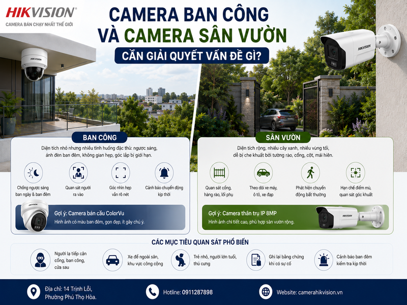 Camera ban công và camera sân vườn cần giải quyết vấn đề gì?
