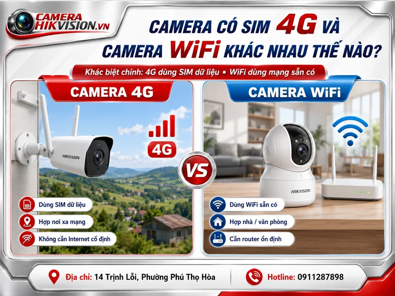Camera có SIM 4G và camera WiFi khác nhau thế nào?