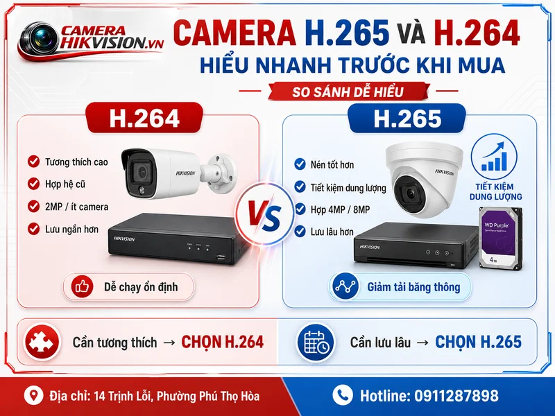 Camera H.265 và H.264 là gì? Hiểu nhanh trước khi mua