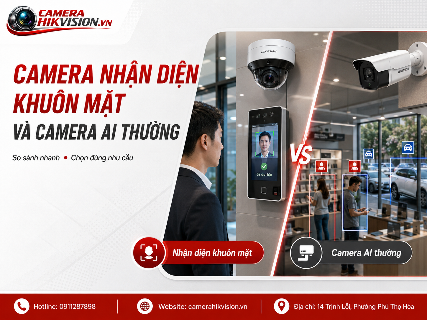 Camera nhận diện khuôn mặt và camera AI thường