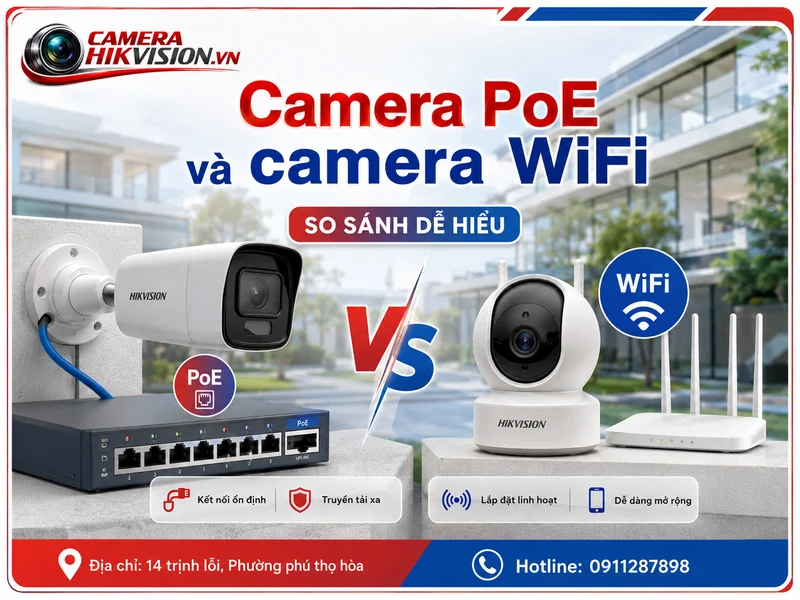 Camera PoE và camera WiFi: nên chọn loại nào cho trong nhà, ngoài trời, kho xưởng, văn phòng?