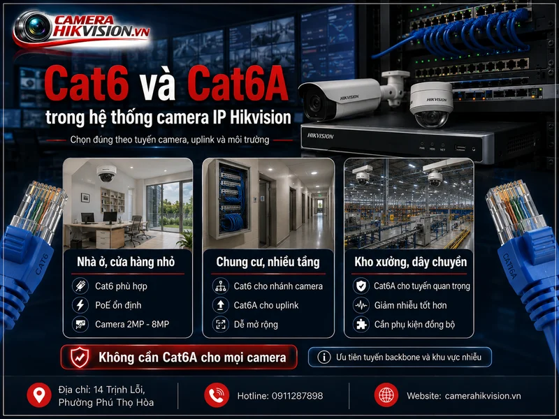 Cat6 và Cat6A trong hệ thống camera IP Hikvision