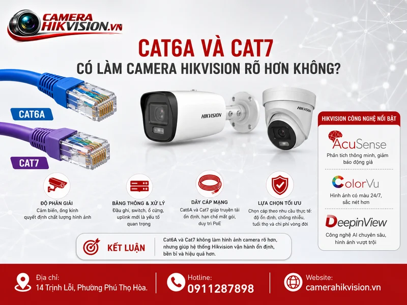 Cat6A và Cat7 có làm camera Hikvision rõ hơn không?