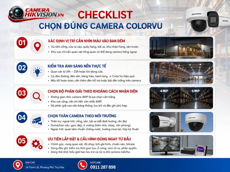 Checklist chọn đúng model, phụ kiện và dịch vụ lắp đặt ColorVu