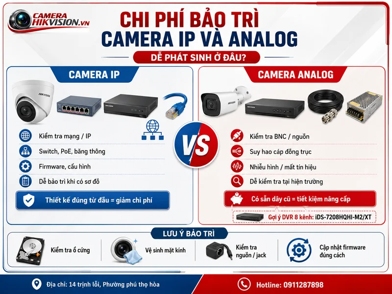 Chi phí bảo trì Camera IP và Analog: phần nào dễ phát sinh?