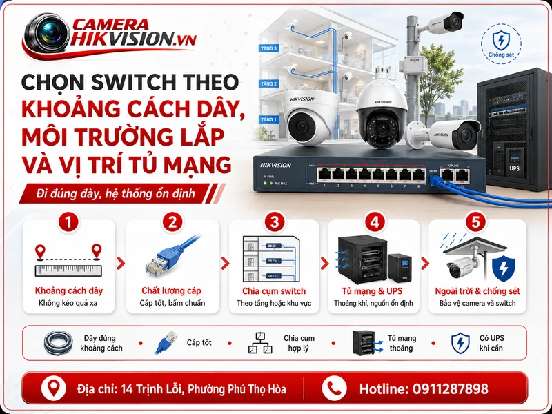 Chọn switch theo khoảng cách dây, môi trường lắp và vị trí tủ mạng