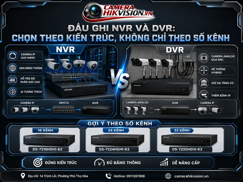 Đầu ghi NVR và DVR: chọn theo kiến trúc, không chỉ theo số kênh