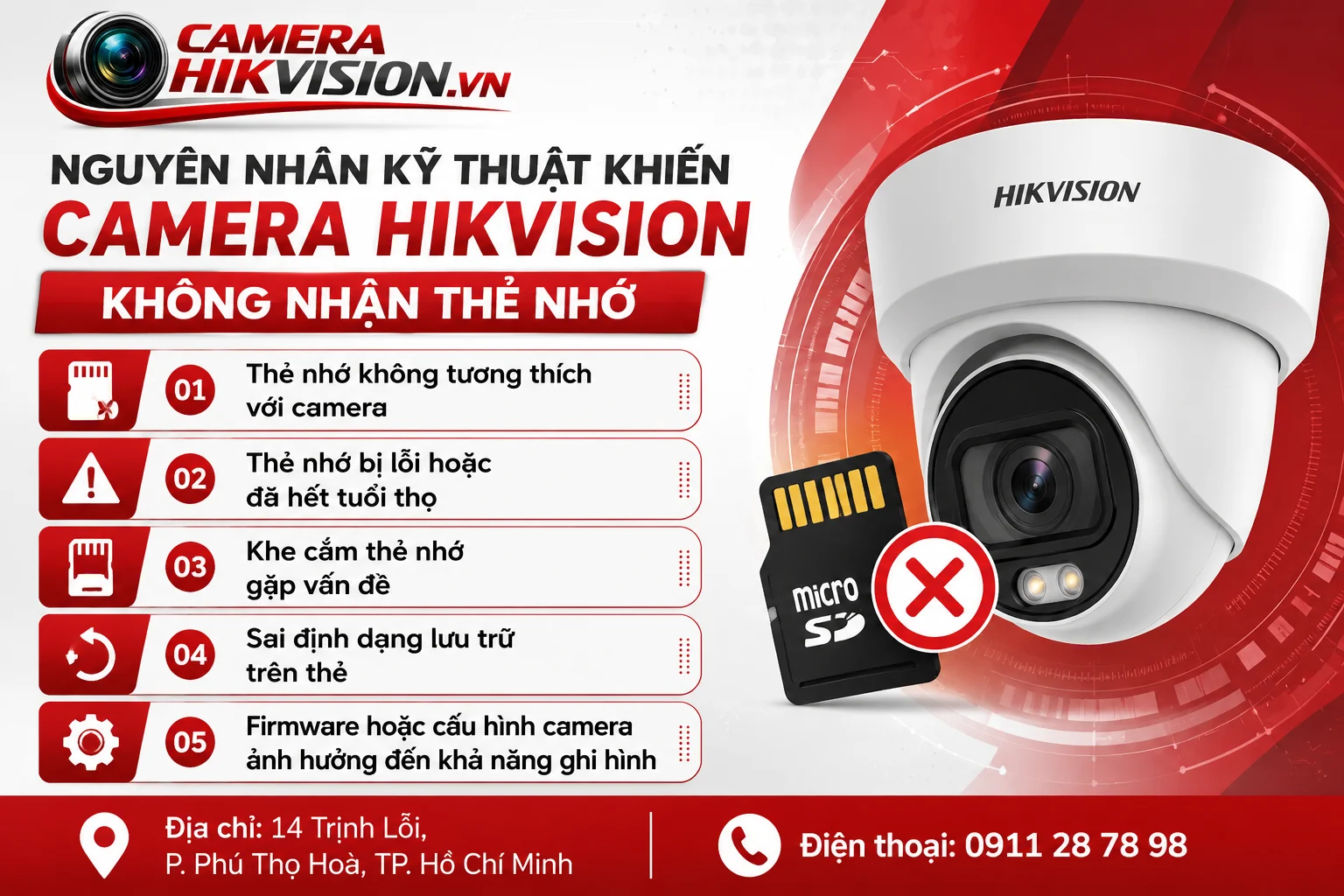 Nguyên nhân kỹ thuật khiến Camera Hikvision không nhận thẻ nhớ