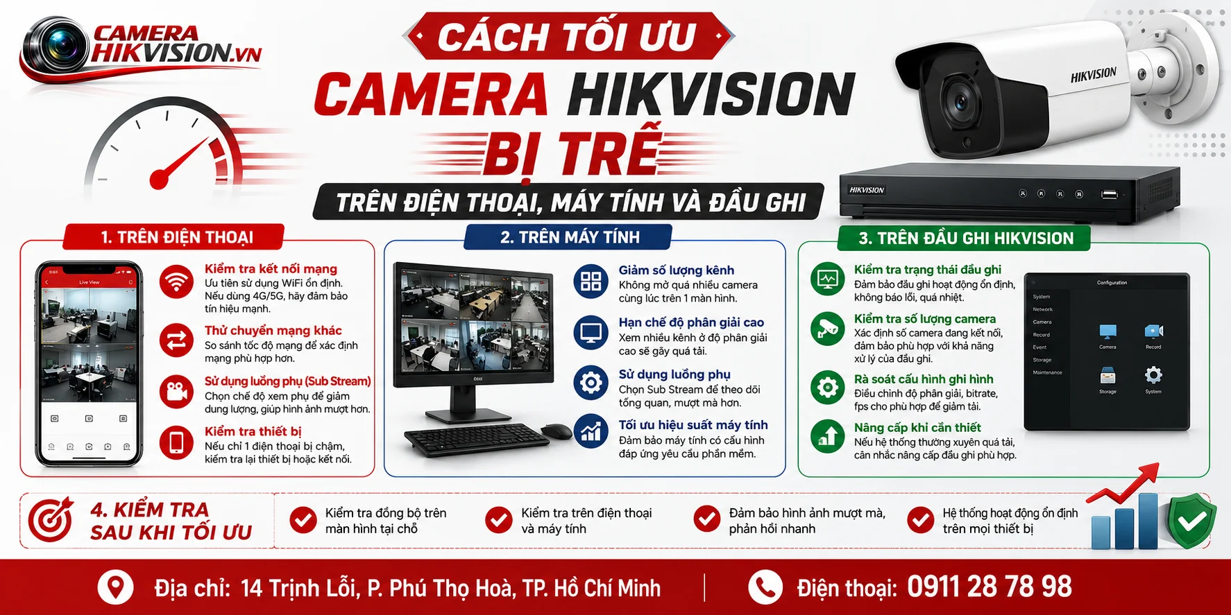 Cách tối ưu Camera Hikvision bị trễ trên điện thoại, máy tính và đầu ghi