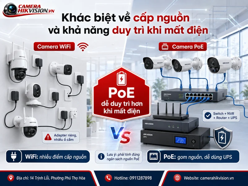 Khác biệt về cấp nguồn và khả năng duy trì khi mất điện
