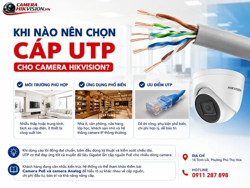 Khi nào nên chọn cáp UTP cho camera Hikvision?