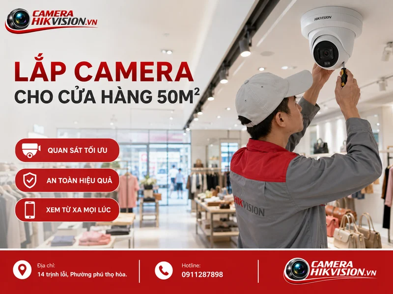 Lắp camera cho cửa hàng 50m² giá rẻ trọn gói Thợ đến tận nhà