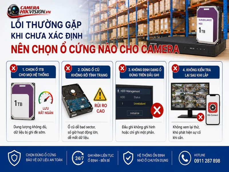 Lỗi thường gặp khi chưa xác định nên chọn ổ cứng nào cho camera