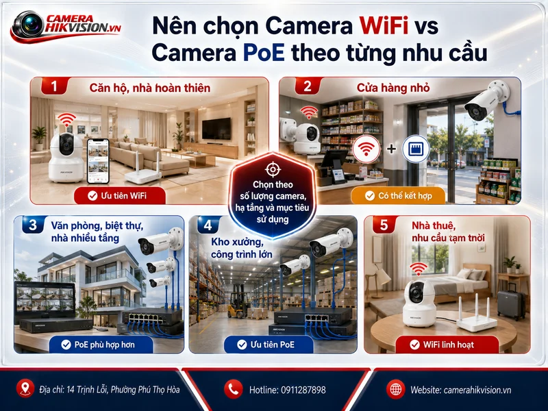 Nên chọn Camera WiFi vs Camera PoE theo từng nhu cầu