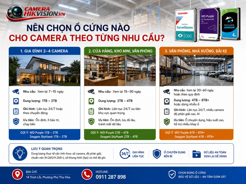 Nên chọn ổ cứng nào cho camera theo từng nhu cầu thực tế?