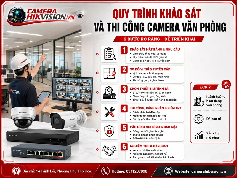 Quy trình khảo sát và thi công camera văn phòng