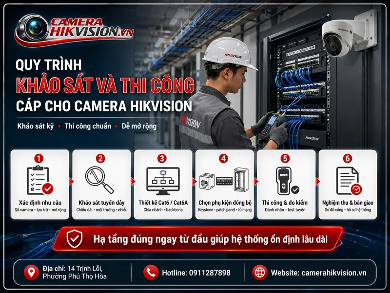 Quy trình khảo sát và thi công cáp cho camera Hikvision