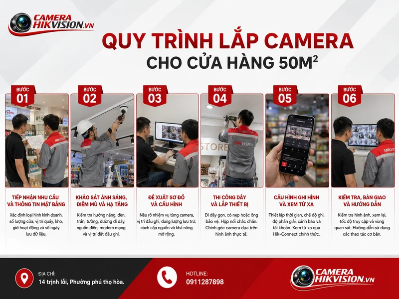 Quy trình lắp camera cho cửa hàng 50m²