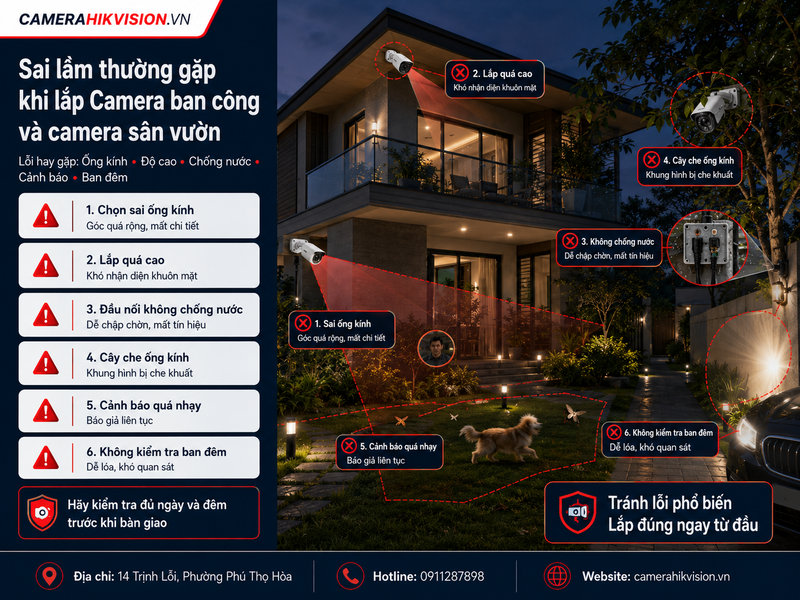Sai lầm thường gặp khi lắp Camera ban công và camera sân vườn