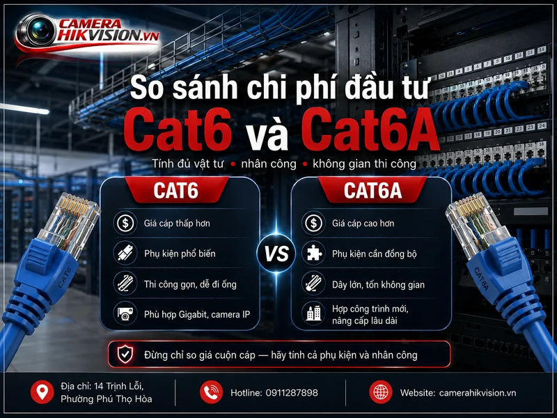 So sánh chi phí đầu tư Cat6 và Cat6A