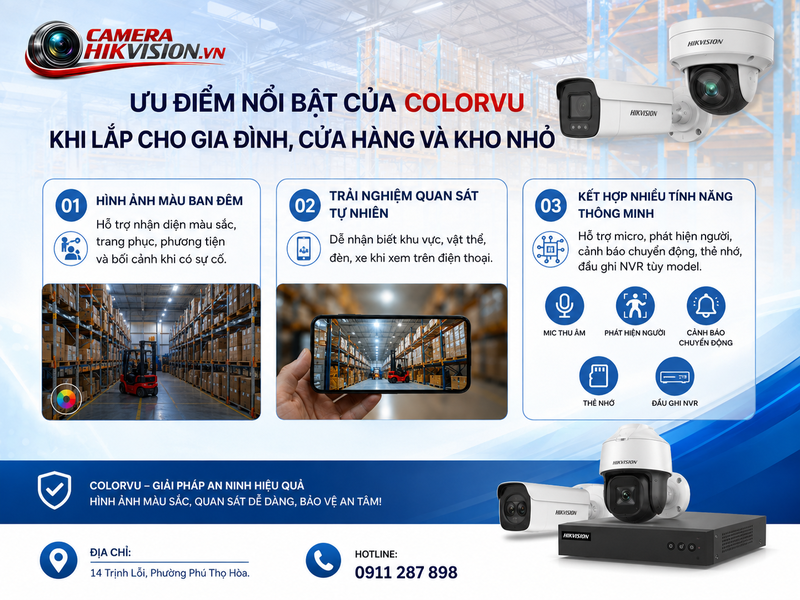 Ưu điểm nổi bật của ColorVu khi lắp cho gia đình, cửa hàng và kho nhỏ