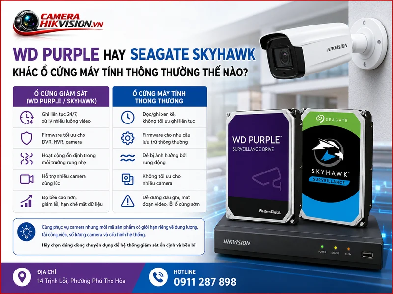 WD Purple hay Seagate SkyHawk khác ổ cứng máy tính thông thường thế nào?