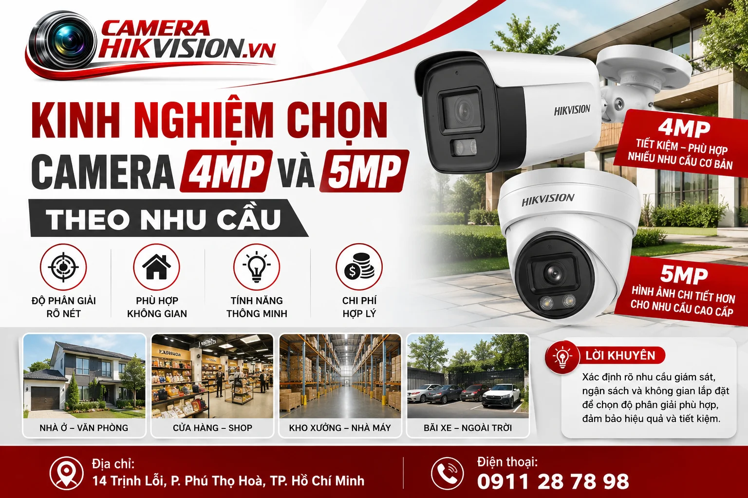 Kinh nghiệm chọn camera 4MP và 5MP theo nhu cầu