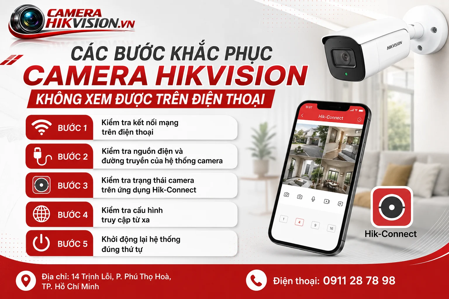 Các bước khắc phục camera Hikvision không xem được trên điện thoại