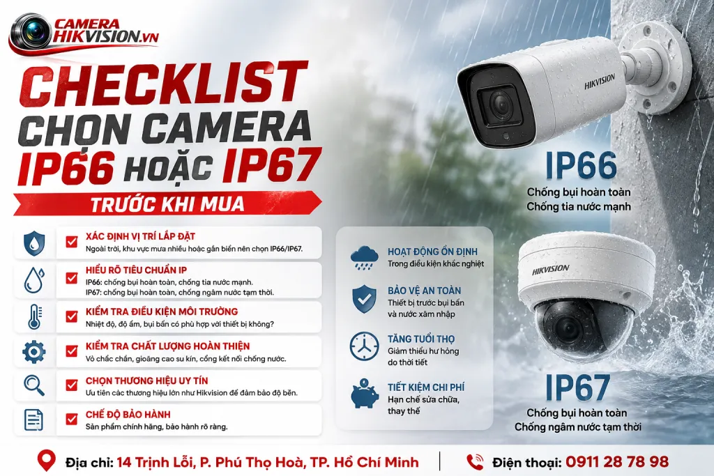 Checklist chọn camera IP66 hoặc IP67 trước khi mua