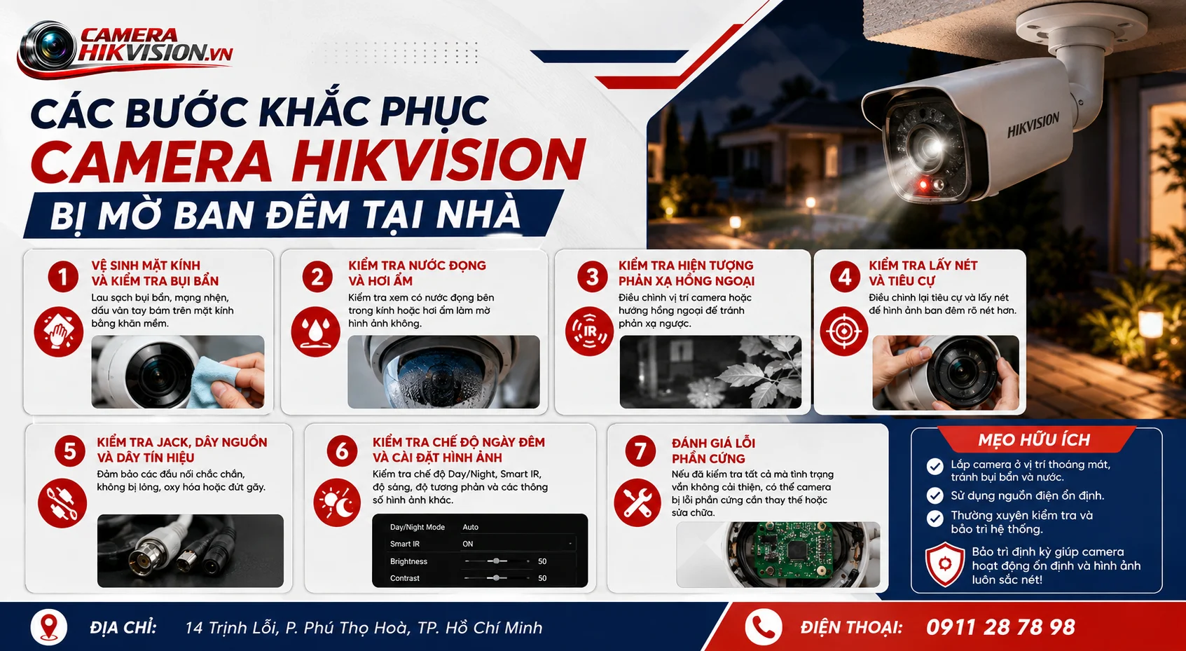 Các bước khắc phục camera Hikvision bị mờ ban đêm tại nhà