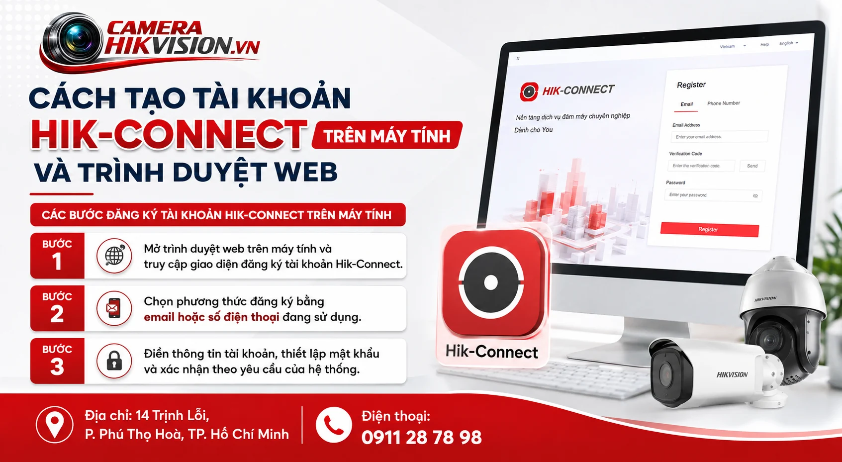 Cách tạo tài khoản Hik-Connect trên máy tính và trình duyệt web