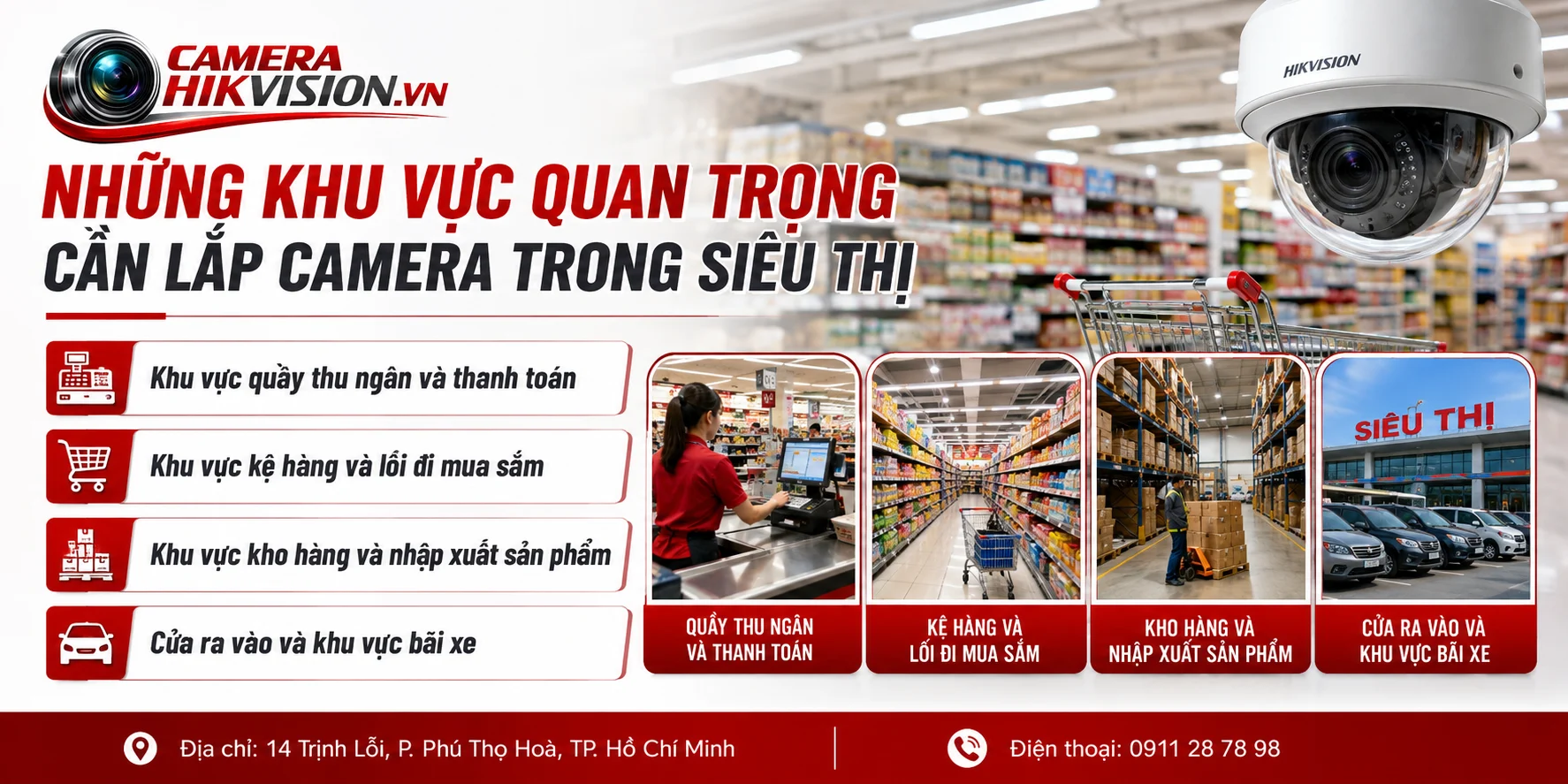 Những khu vực quan trọng cần lắp camera trong siêu thị