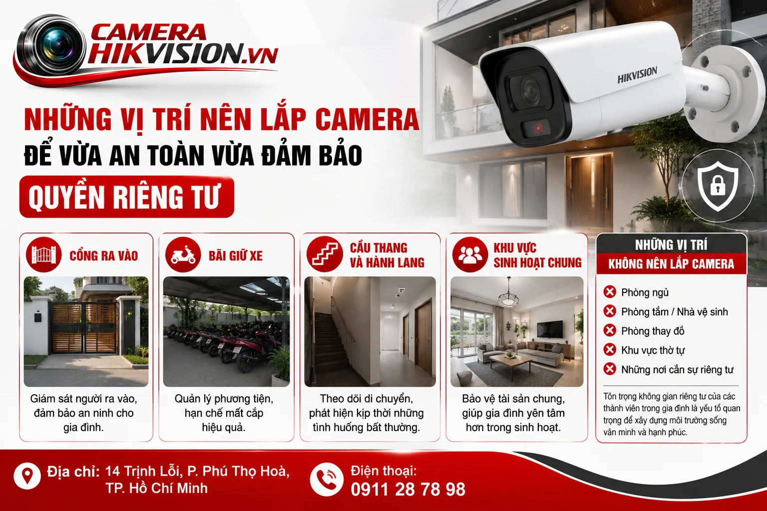 Những vị trí nên lắp camera để vừa an toàn vừa đảm bảo quyền riêng tư