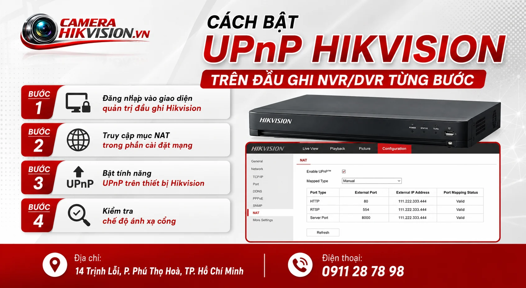 Cách bật UPnP Hikvision trên đầu ghi NVR/DVR từng bước