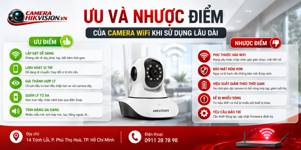 Ưu và nhược điểm của camera WiFi khi sử dụng lâu dài
