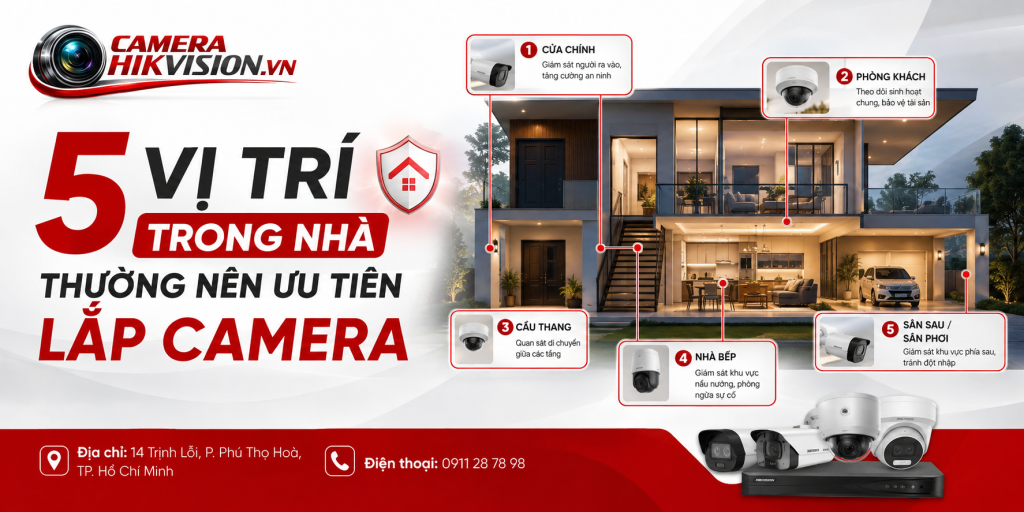 5 vị trí trong nhà thường nên ưu tiên lắp camera