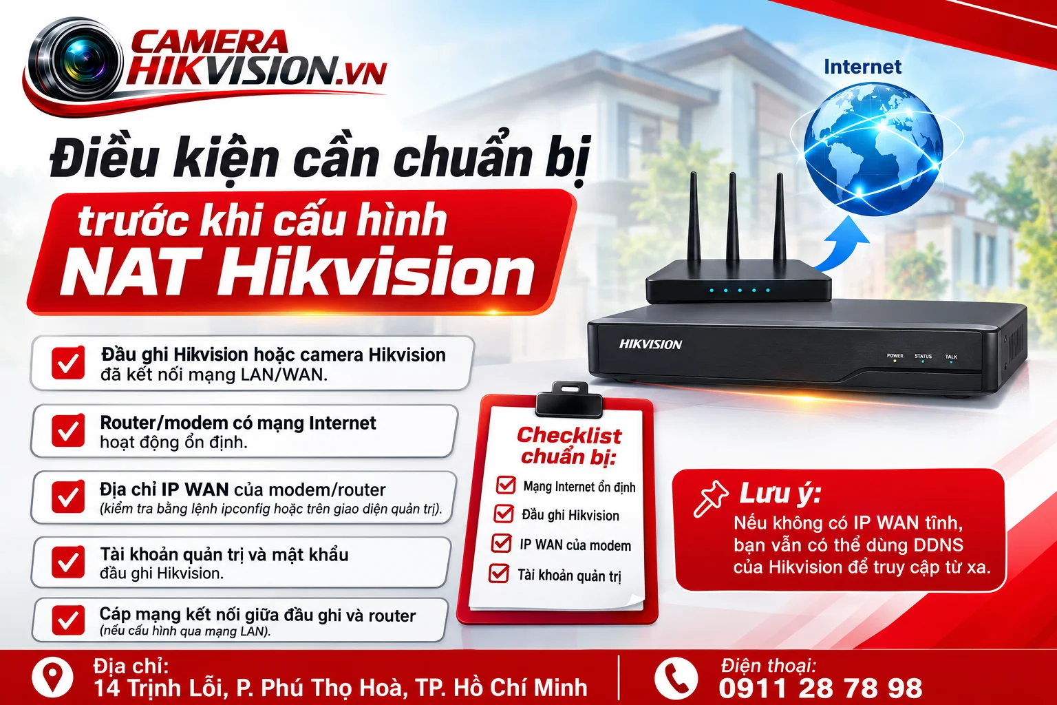 Điều kiện cần chuẩn bị trước khi cấu hình NAT Hikvision