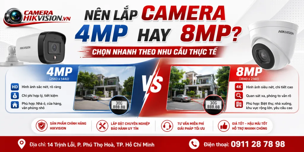 Nên lắp camera 4MP hay 8MP? Chọn nhanh theo nhu cầu thực tế