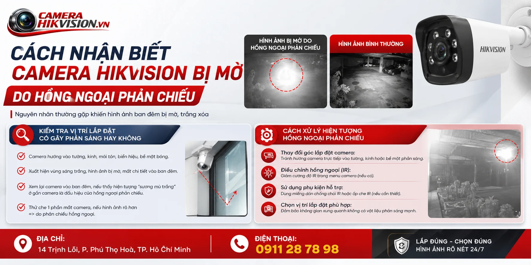 Cách nhận biết camera Hikvision bị mờ do hồng ngoại phản chiếu