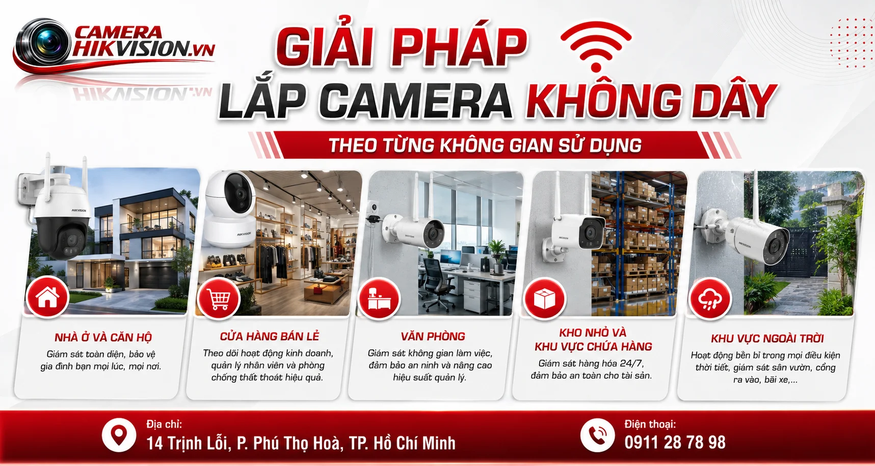 Giải pháp lắp camera không dây theo từng không gian sử dụng