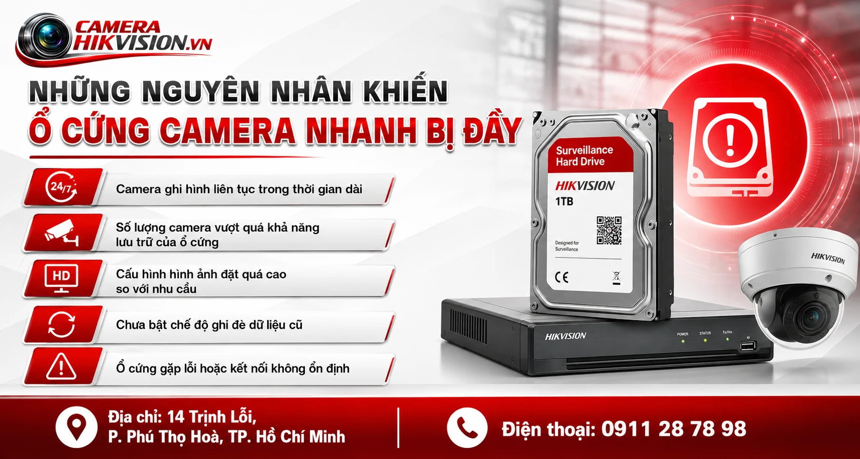 Những nguyên nhân khiến ổ cứng camera nhanh bị đầy