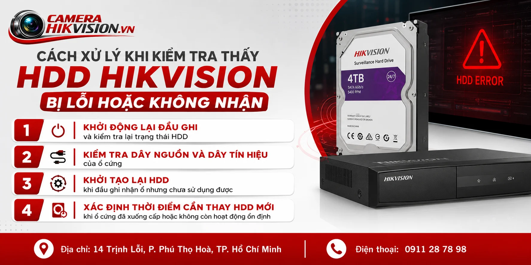 Cách xử lý khi kiểm tra thấy HDD Hikvision bị lỗi hoặc không nhận