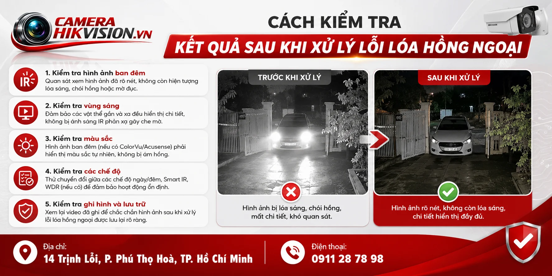 Cách kiểm tra kết quả sau khi xử lý lỗi lóa hồng ngoại