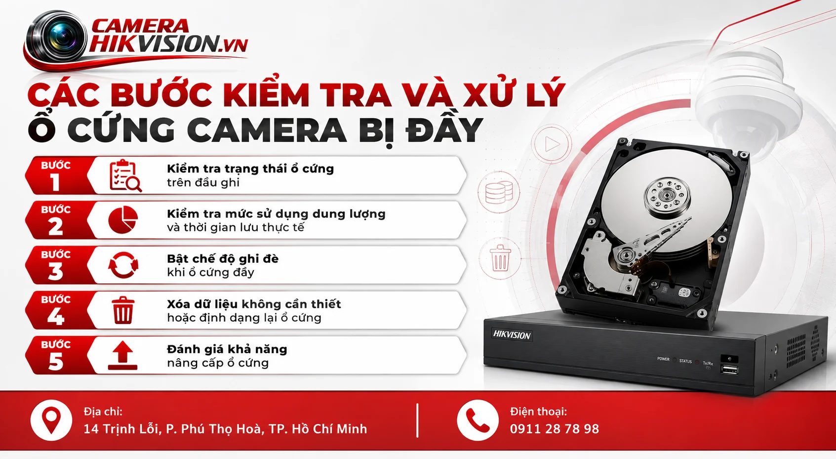 Các bước kiểm tra và xử lý ổ cứng camera bị đầy