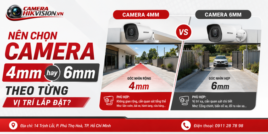 Nên chọn camera 4mm hay 6mm theo từng vị trí lắp đặt?